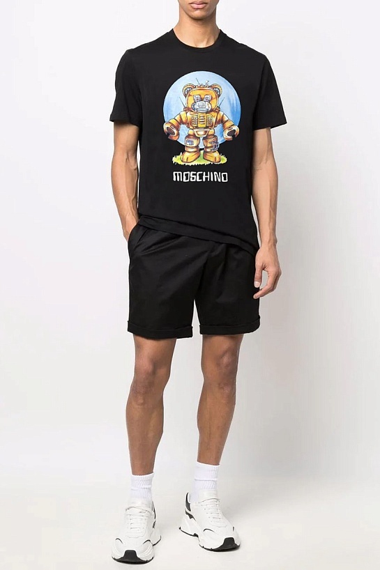 Чёрная футболка Moschino Couture Robot Teddy graphic-print