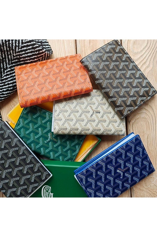 Кожаная обложка на паспорт Goyard - Blue 10х14 см