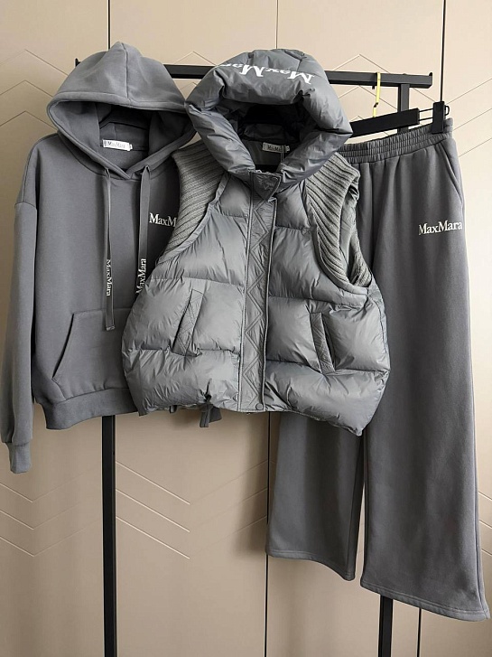 Женский костюм тройка на флисе Max Mara Premium - Grey