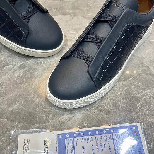 Мужские кроссовки Ermenegildo Zegna Triple Stitch Alligator - Navy   
