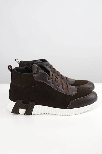 Кроссовки с мехом Hermes Bouncing high-top - Brown   