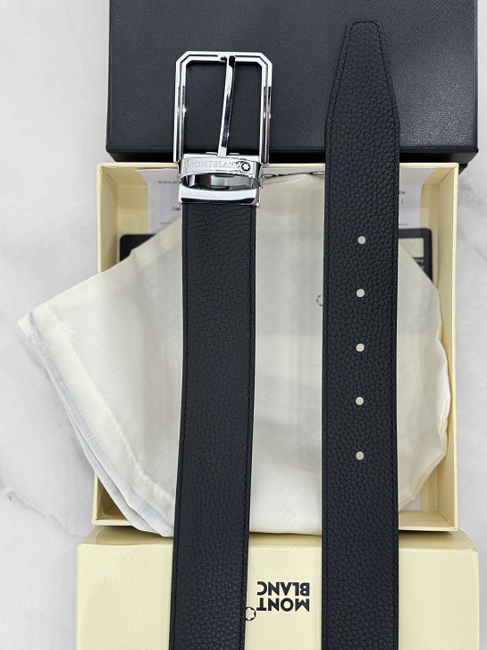 Двусторонний кожаный ремень Montblanc Premium (ширина 3.5 см)