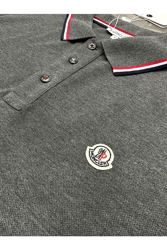 Мужское поло серого цвета Moncler logo-patch