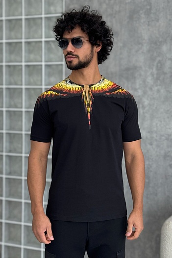 Чёрная футболка Marcelo Burlon County of Milan Solfolk Wings   