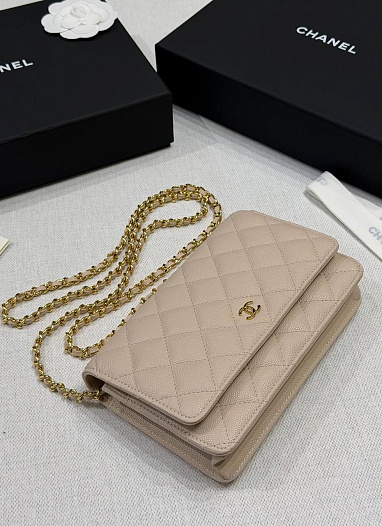 Кожаная сумка Chanel Wallet on Chain premium 19x12x4 см   
