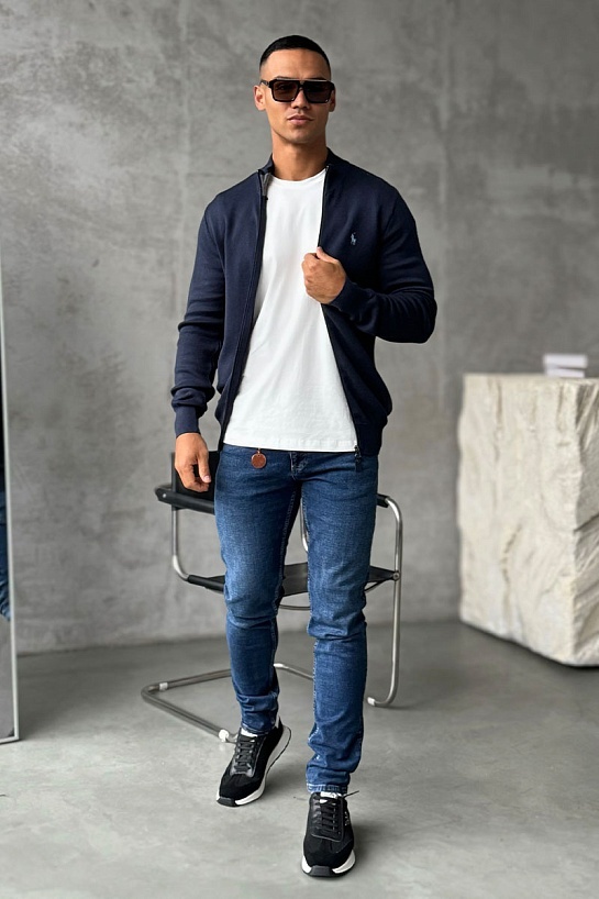 Мужская тёмно-синяя кофта Роlо Ralрh Lаurеn pony-embroidered