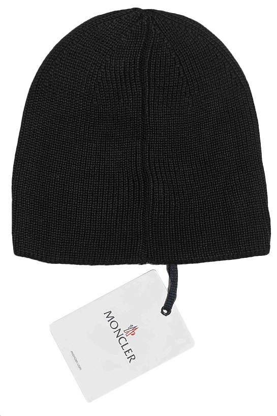 Мужская брендовая шапка Moncler чёрного цвета