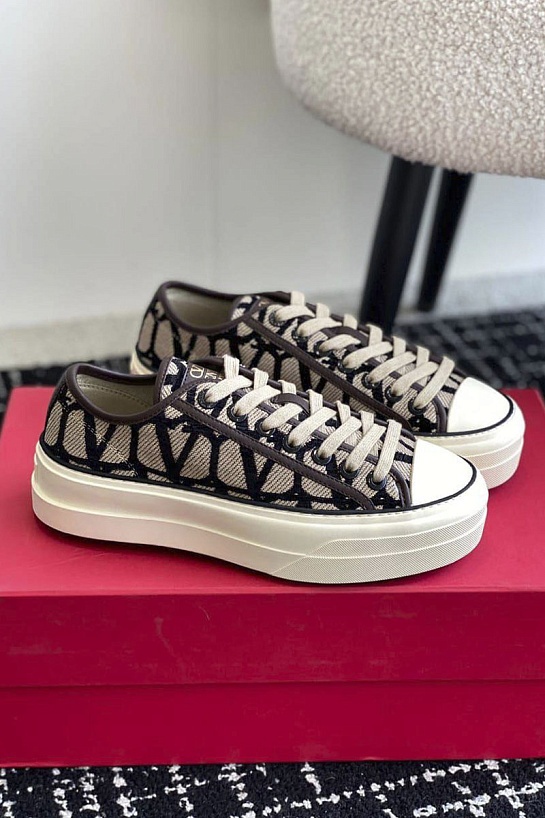 Женские кеды Valentino Toile Iconographe premium - Brown