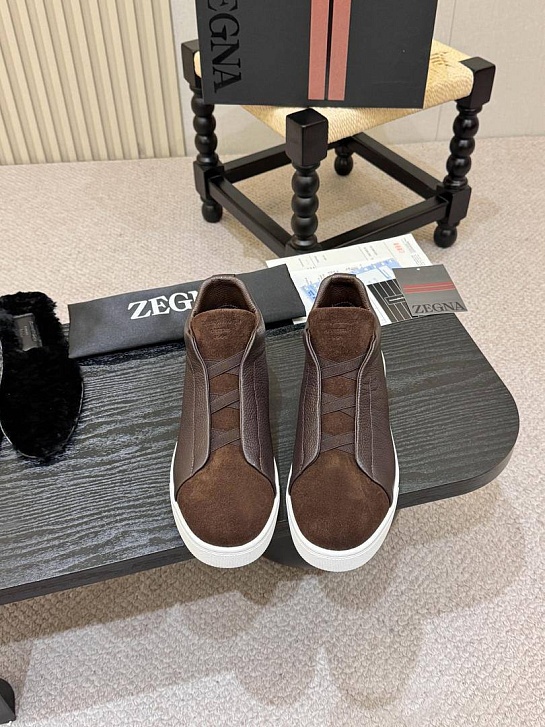 Кроссовки с мехом Ermenegildo Zegna Triple Stitch high-top
