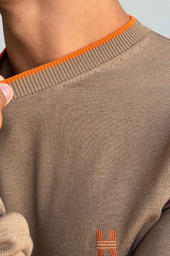 Мужской джемпер Hermes H embroidered - Brown