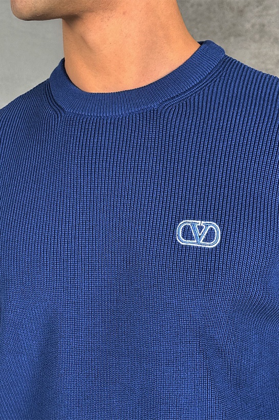 Мужской синий свитер Valentino Vlogo Signature