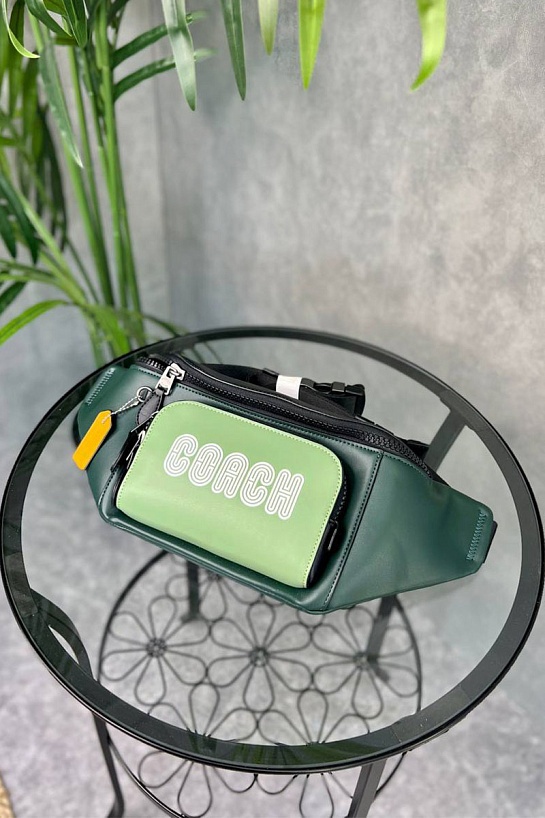 Кожаная сумка на пояс Coach Track - Green