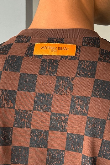 Мужская брендовая футболка Louis Vuitton Damier - Brown   