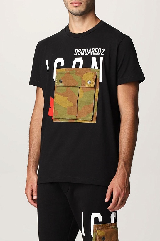 Мужская футболка Dsquared2 Camo Pocket - Black
