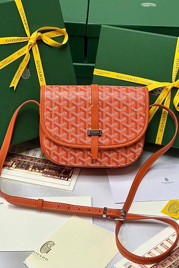Кожаная сумка Goyard Belvedere Messenger PM premium 22x17x6 см   