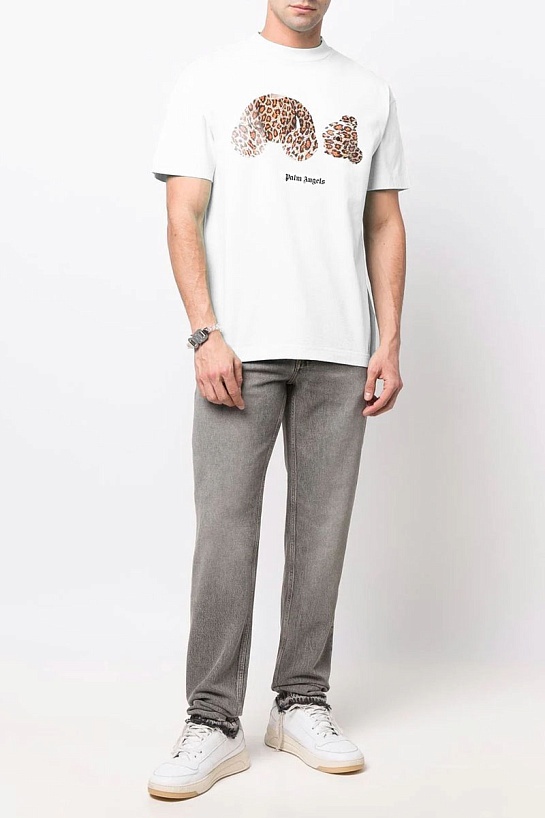 Белая оверсайз футболка Palm Angels Leopard Bear