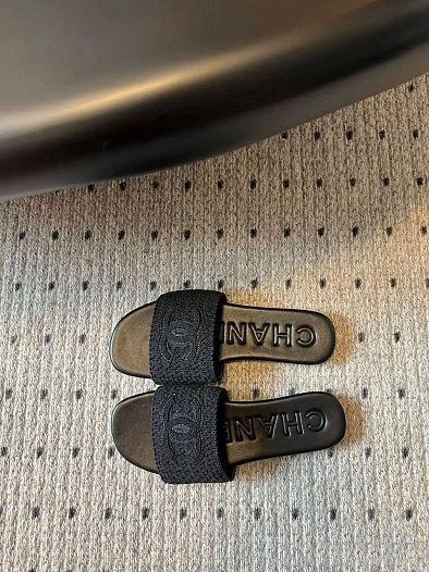 Женские шлёпанцы Chanel Premium - Black   