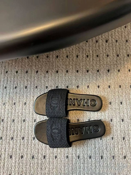 Женские шлёпанцы Chanel Premium - Black