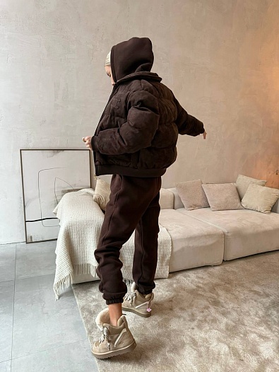 Женский костюм на флисе Celine кофейного цвета   