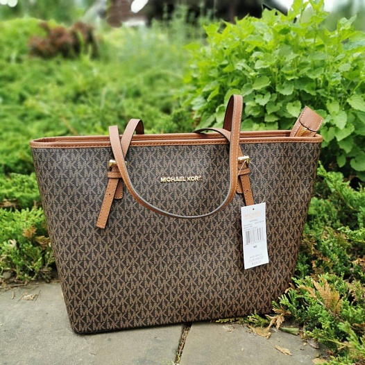 Кожаная сумка Michael Kors Jet Set Travel monogram 41x26 см (2 расцветки)   