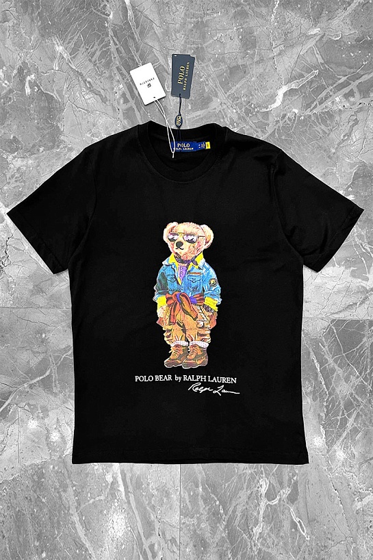 Мужская чёрная футболка Роlо Ralрh Lаurеn "Bear"