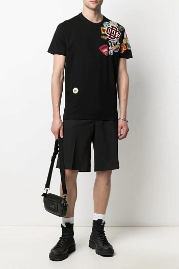 Чёрная оверсайз футболка Dsquared2 embroidered logo patch   