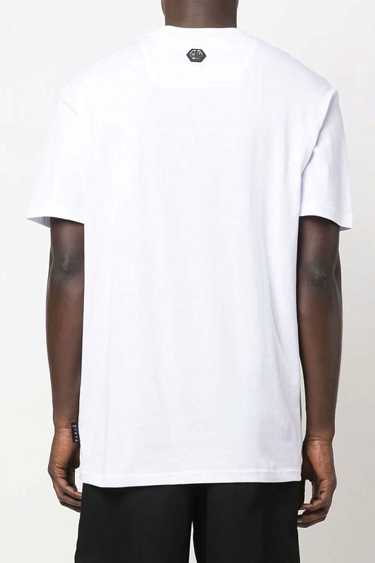 Белая оверсайз футболка со стразами Philipp Plein The Skull