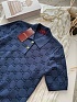 Синее женское поло Gucci GG monogram-pattern