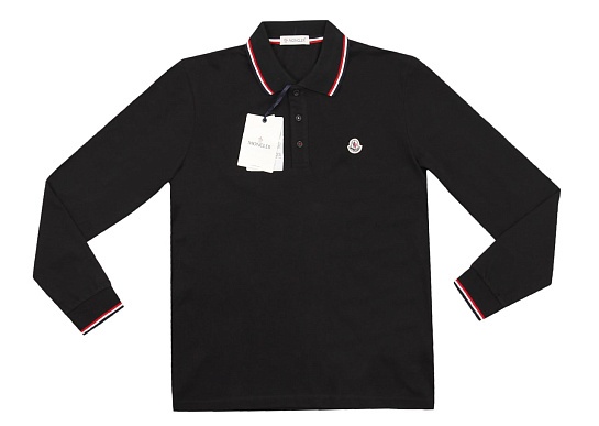 Чёрное поло с длинным рукавом Moncler logo-patch