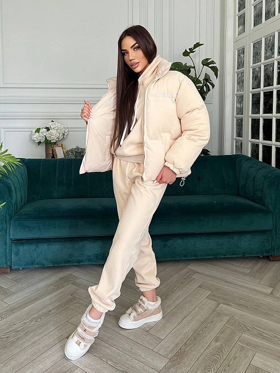 Женский бежевый костюм тройка MIU MIU Premium