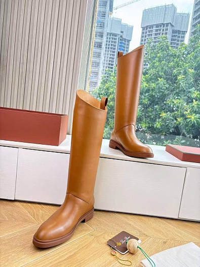 Женские кожаные сапоги Loro Piana premium - Chestnut   