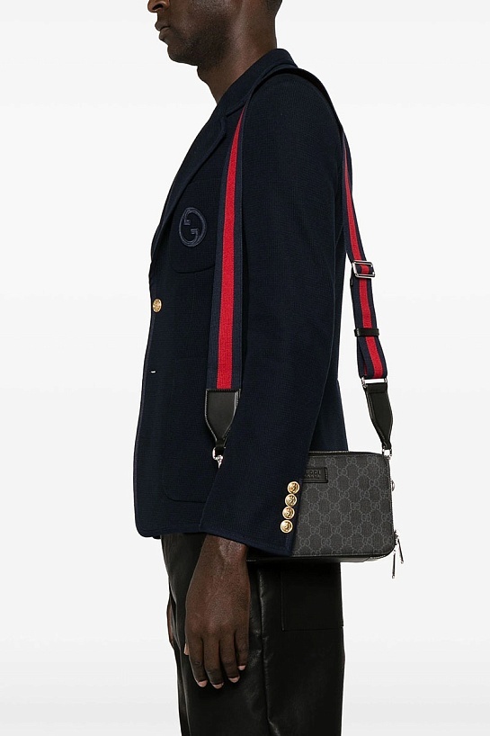 Мужская сумка Gucci на плечо с узором GG Supreme 22x14 см