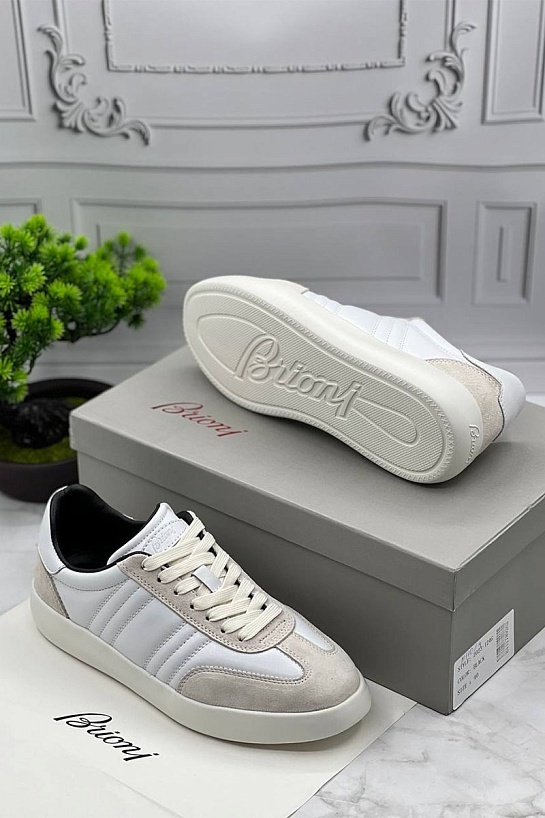 Мужские кроссовки Brioni бежевого цвета