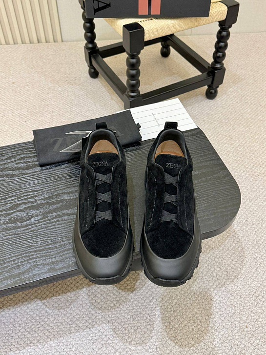 Замшевые кроссовки Zegna Triple Stitch Monte - Black