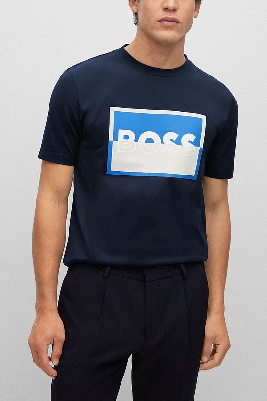 Футболка тёмно-синего цвета Hugo Boss logo-print
