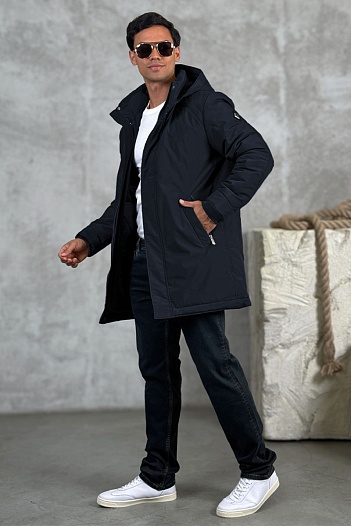 Парка тёмно-синего цвета Loro Piana logo-patch   