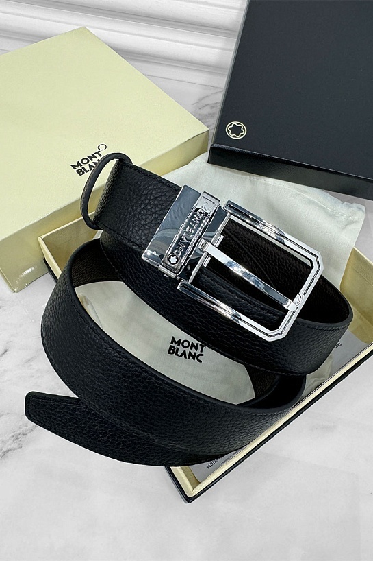 Двусторонний кожаный ремень Montblanc Premium (ширина 3.5 см)