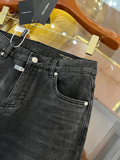 Мужские чёрные джинсы Dolce & Gabbana slim fit Premium   
