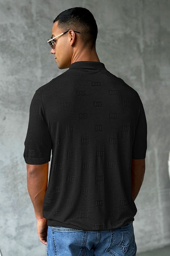 Мужское поло Dolce & Gabbana monogram all-over - Black
