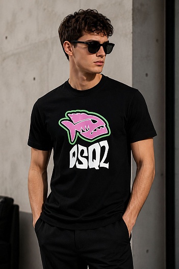 Чёрная футболка Dsquared2 Piranha graphic print   