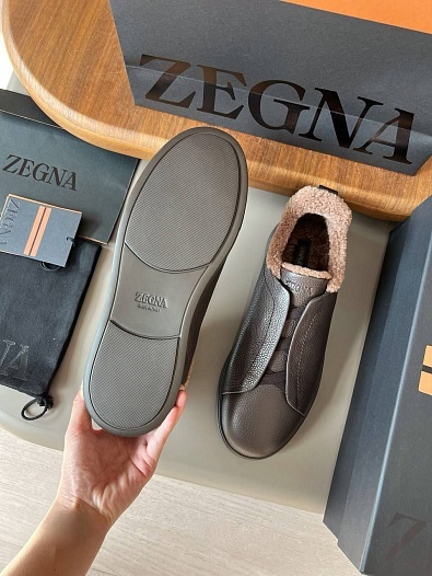 Кроссовки с мехом Ermenegildo Zegna Triple Stitch - Grey   