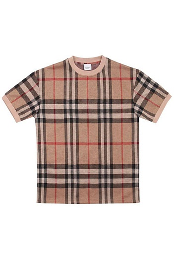 Бежевая футболка Burberry Check motif   