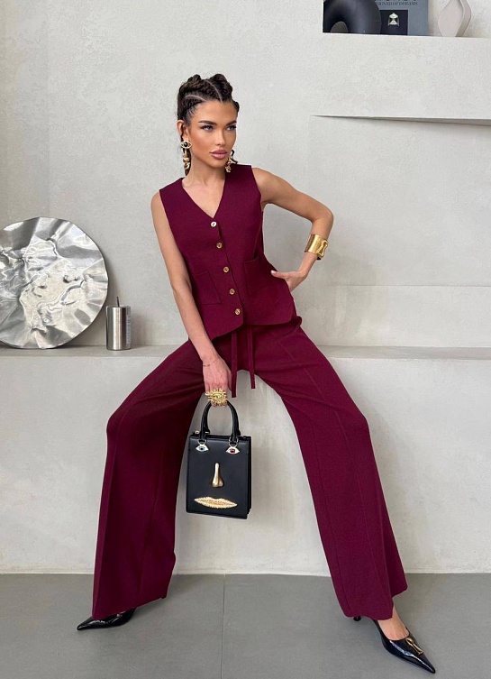 Женский бордовый костюм Schiaparelli premium