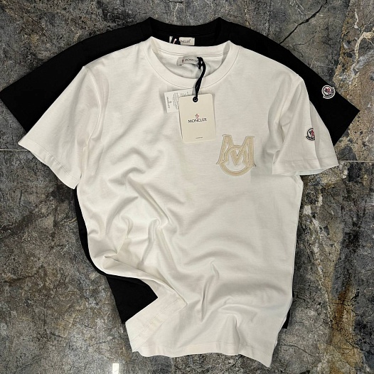 Мужская белая футболка Moncler monogram   