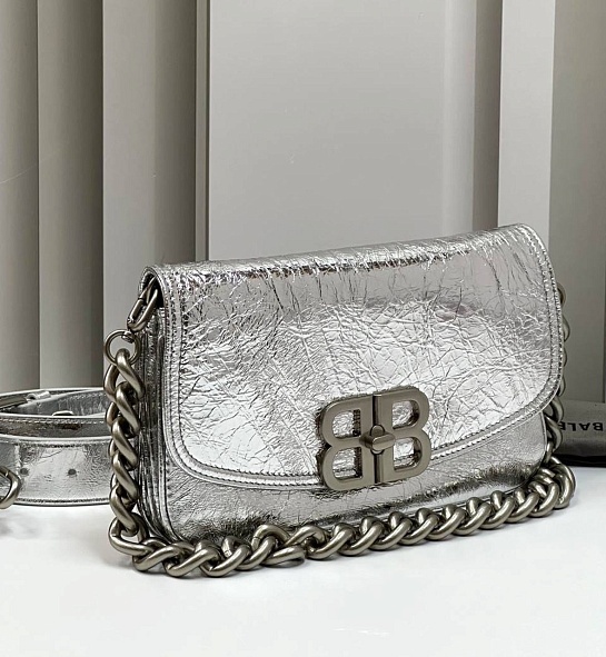 Женская сумка Balenciaga BB Soft Premium 23x14.5x4 см - Silver