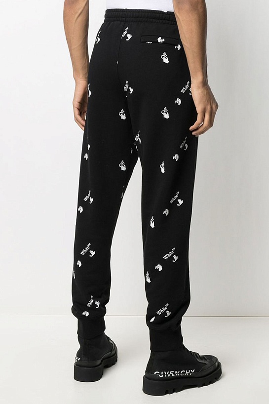 Мужские чёрные штаны Off-White logo all-over