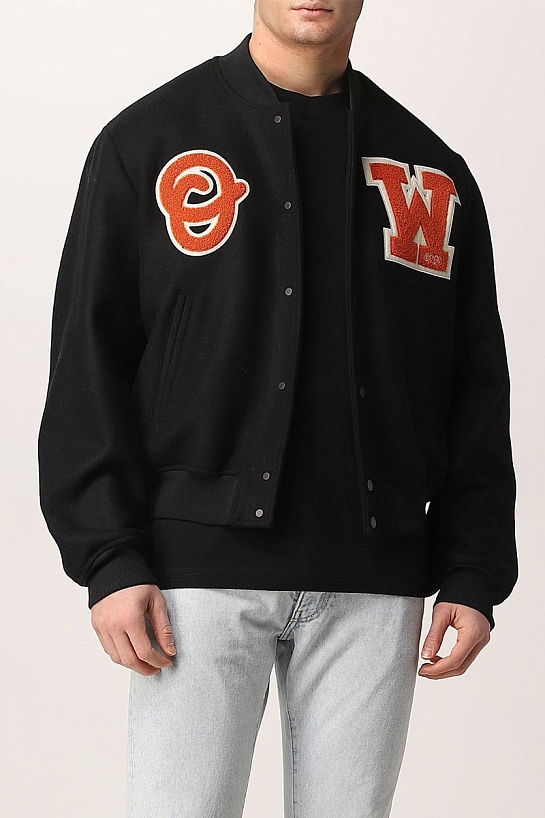 Мужской чёрный бомбер Off-White Varsity OW Patch