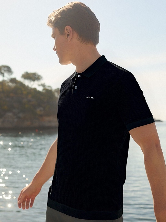 Мужское чёрное поло Kiton premium