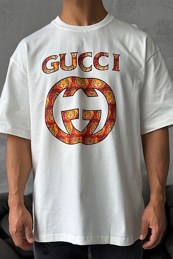 Оверсайз футболка Gucci белого цвета   