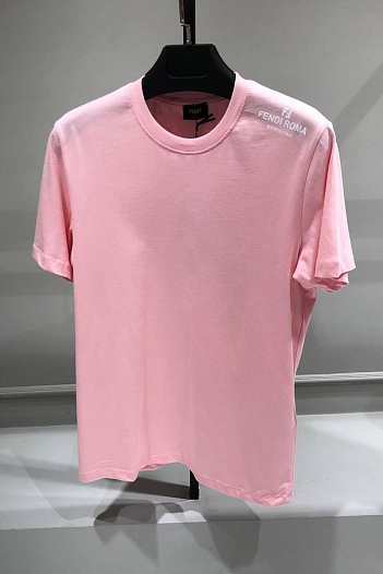 Мужская розовая футболка Fendi FF logo   